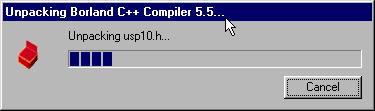The compiler unpacking progress dialog.