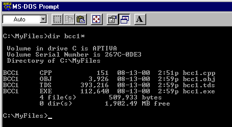 A listing of files created when compiling from the command-line.